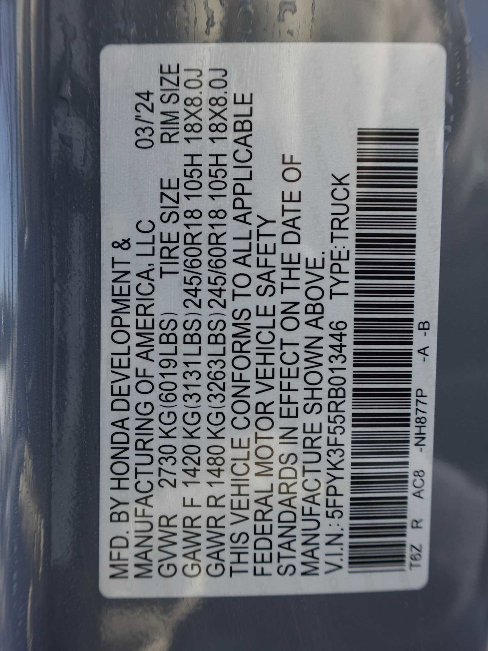 Certified 2024 Honda Ridgeline RTL image 30