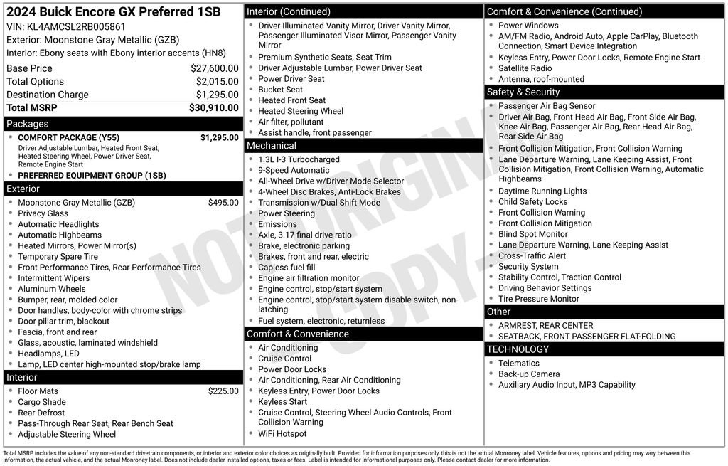 Certified 2024 Buick Encore GX Preferred w/ Comfort Package AWD/4WD image 32
