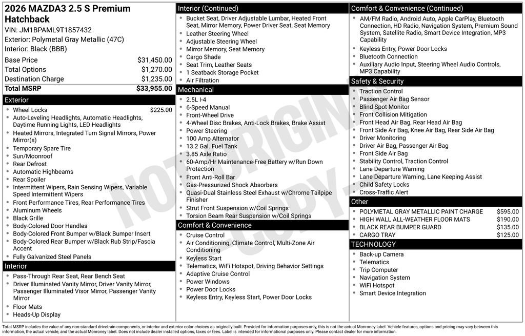 New 2026 MAZDA MAZDA3 2.5 S Hatchback w/ Premium Pkg image 34