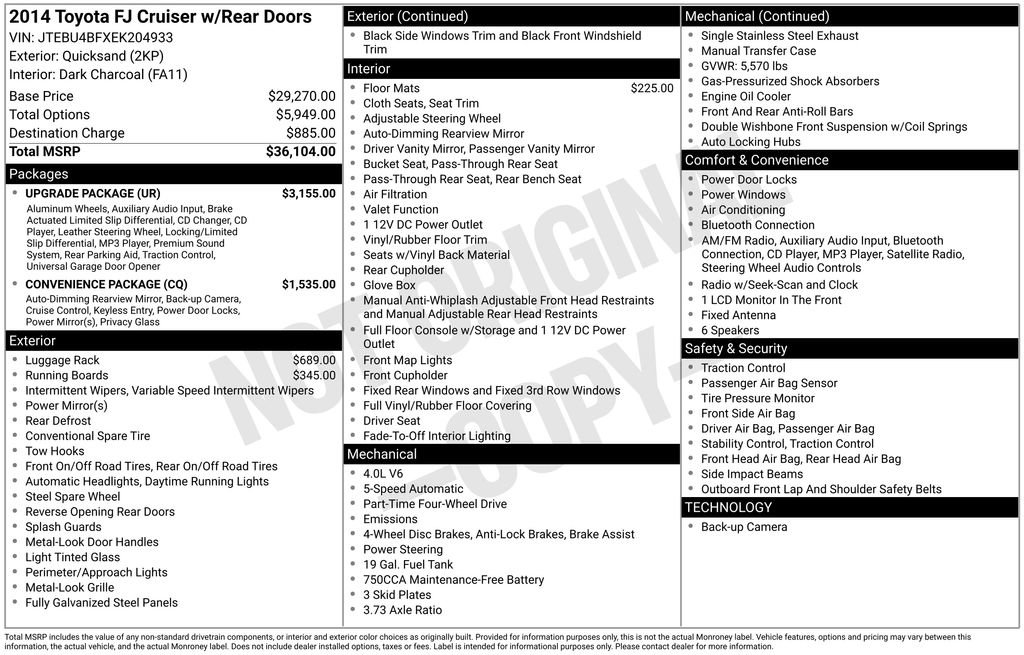 Used 2014 Toyota FJ Cruiser 4WD w/ Upgrade Package image 5