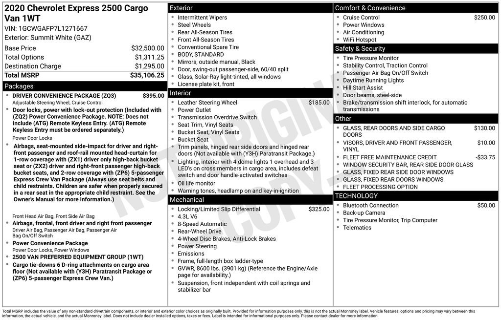 Used 2020 Chevrolet Express 2500 w/ Driver Convenience Package image 17