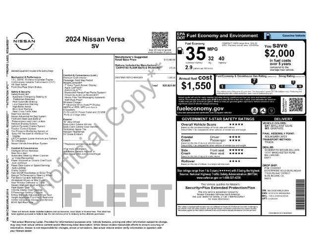 Used 2024 Nissan Versa SV FWD image 21