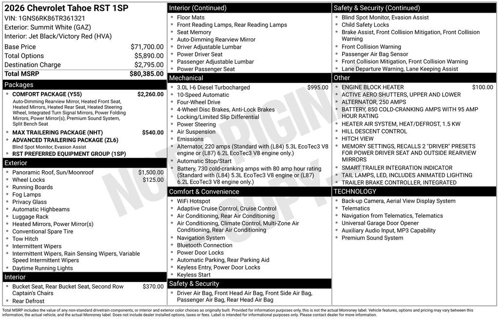 New 2026 Chevrolet Tahoe RST w/ Comfort Package AWD/4WD image 26