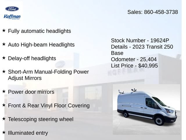Used 2023 Ford Transit 250 148 High Roof Extended w/ Load Area Protection Package RWD image 20