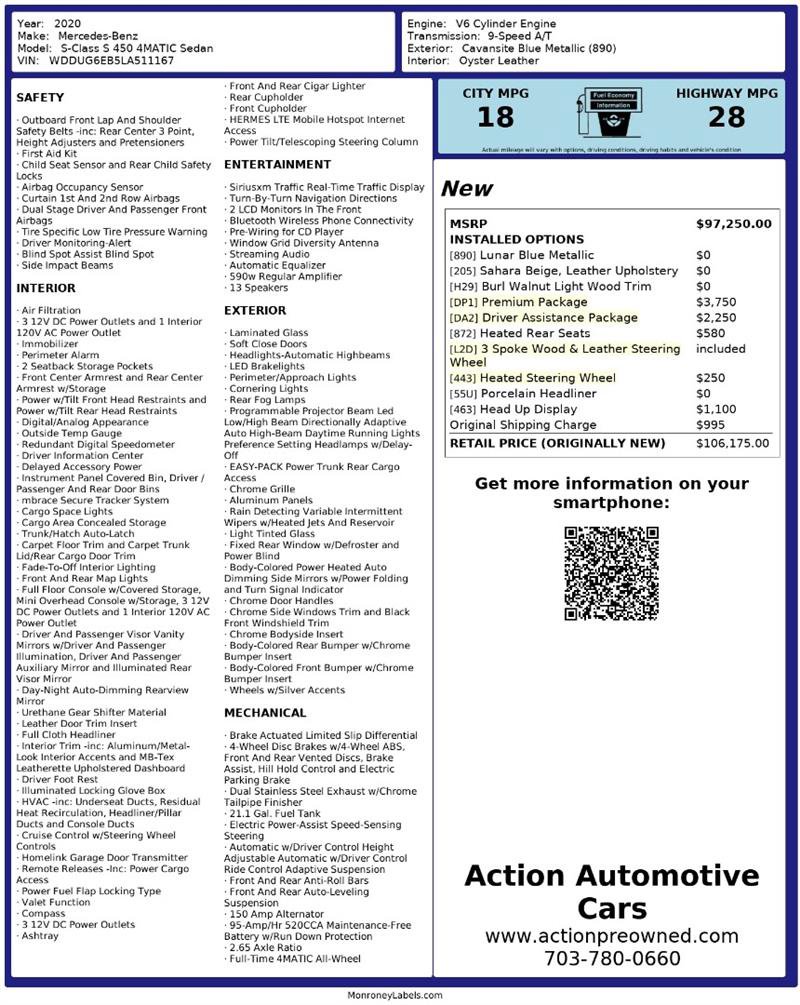 Used 2020 Mercedes-Benz S 450 4MATIC Sedan image 2