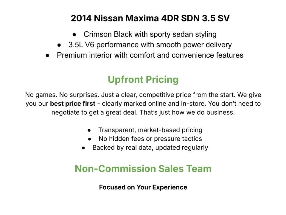 Used 2014 Nissan Maxima 3.5 SV w/ Premium Package FWD image 3