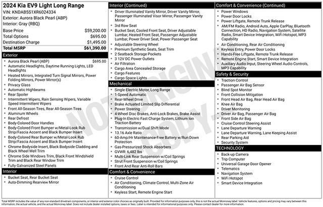 Certified 2024 Kia EV9 Light Long Range RWD image 16