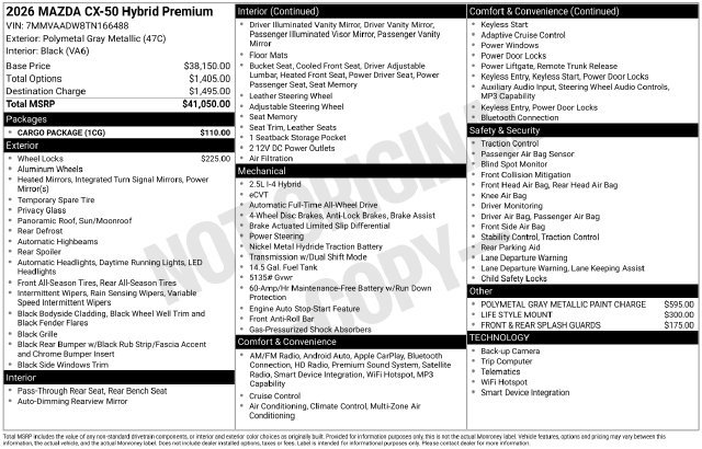 New 2026 MAZDA CX-50 AWD 2.5 Hybrid w/ Cargo Package image 20