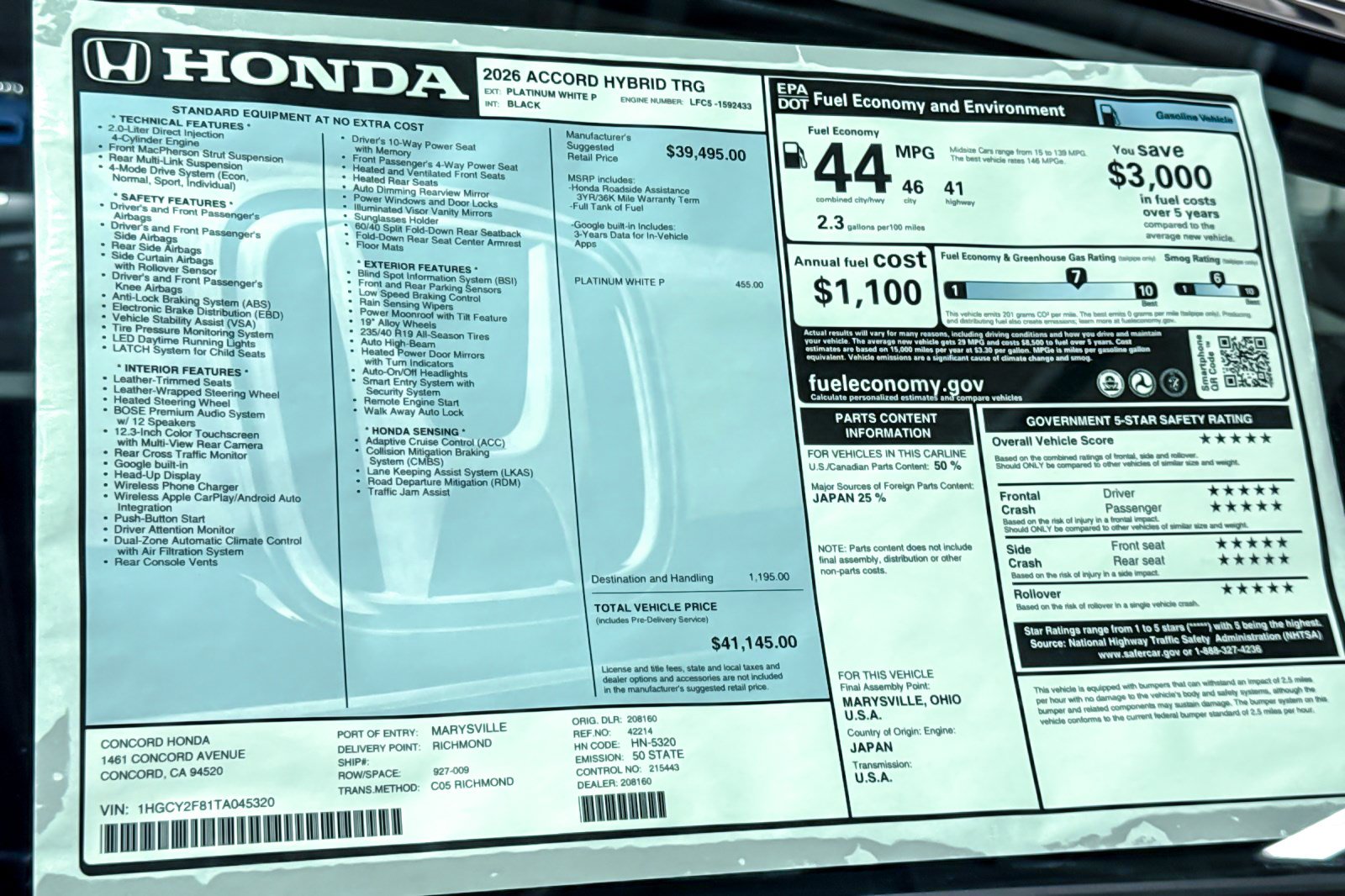New 2026 Honda Accord Touring image 34