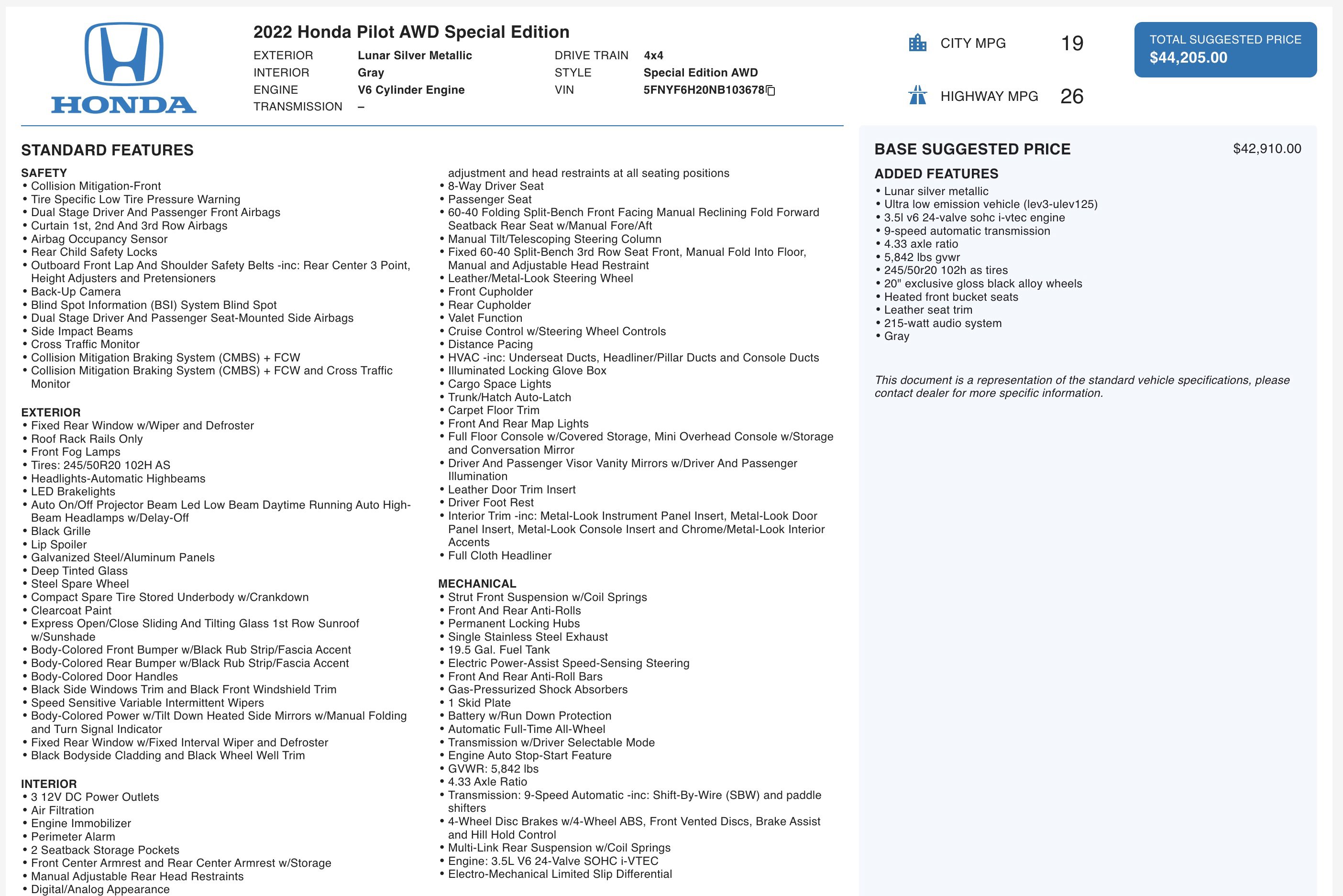 Used 2022 Honda Pilot Special Edition image 4