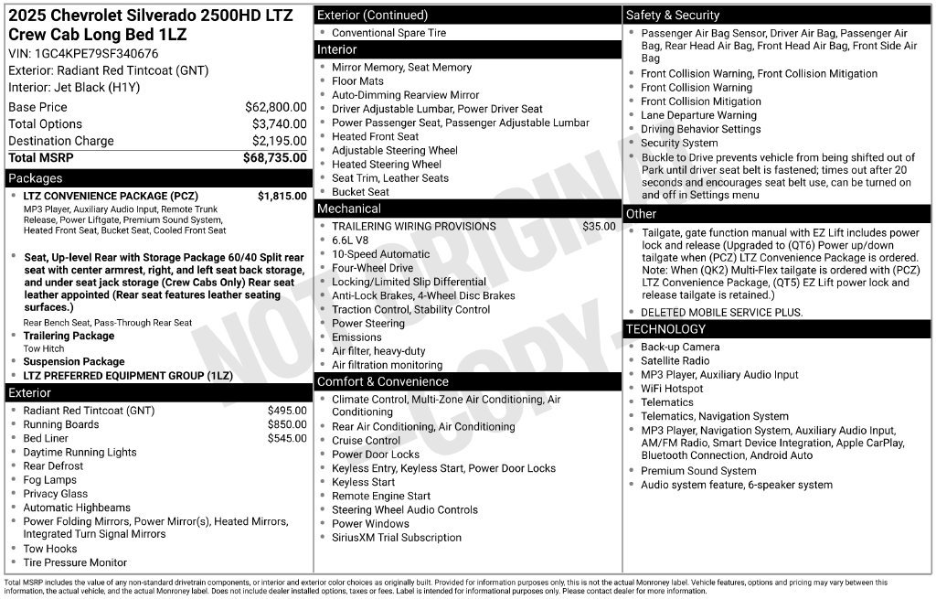 Used 2025 Chevrolet Silverado 2500 LTZ w/ LTZ Convenience Package AWD/4WD image 10