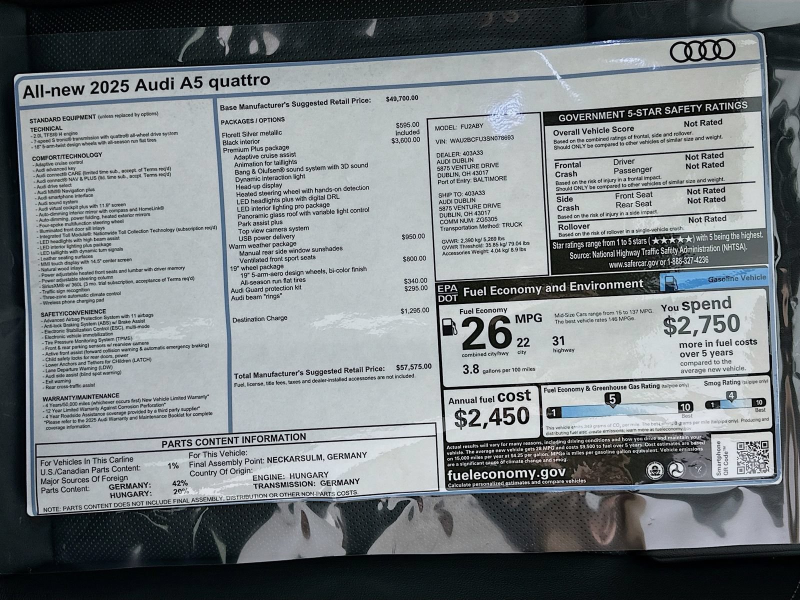 New 2025 Audi A5 2.0T Premium AWD/4WD image 47