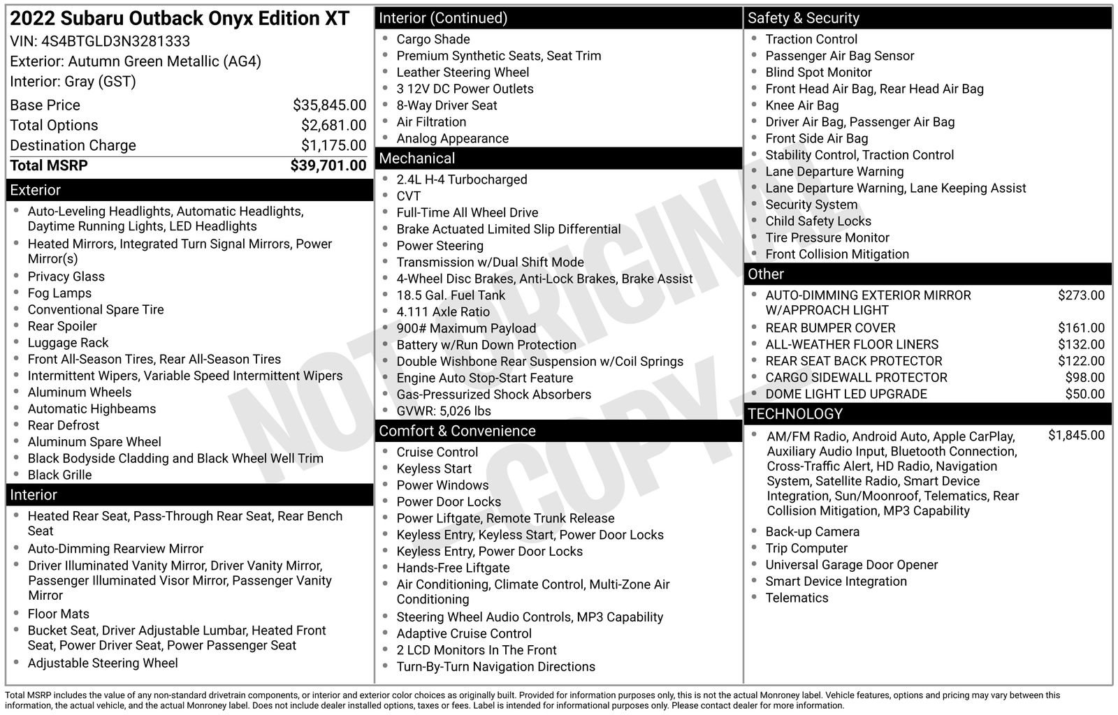 Certified 2022 Subaru Outback Onyx Edition XT AWD/4WD image 7