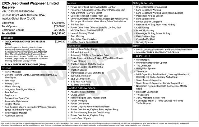 New 2026 Jeep Grand Wagoneer Limited AWD/4WD image 33
