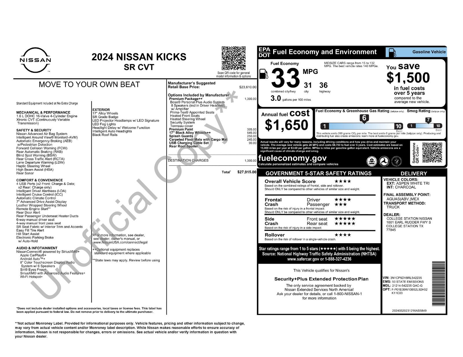 Certified 2024 Nissan Kicks SR w/ SR Premium Package FWD image 31