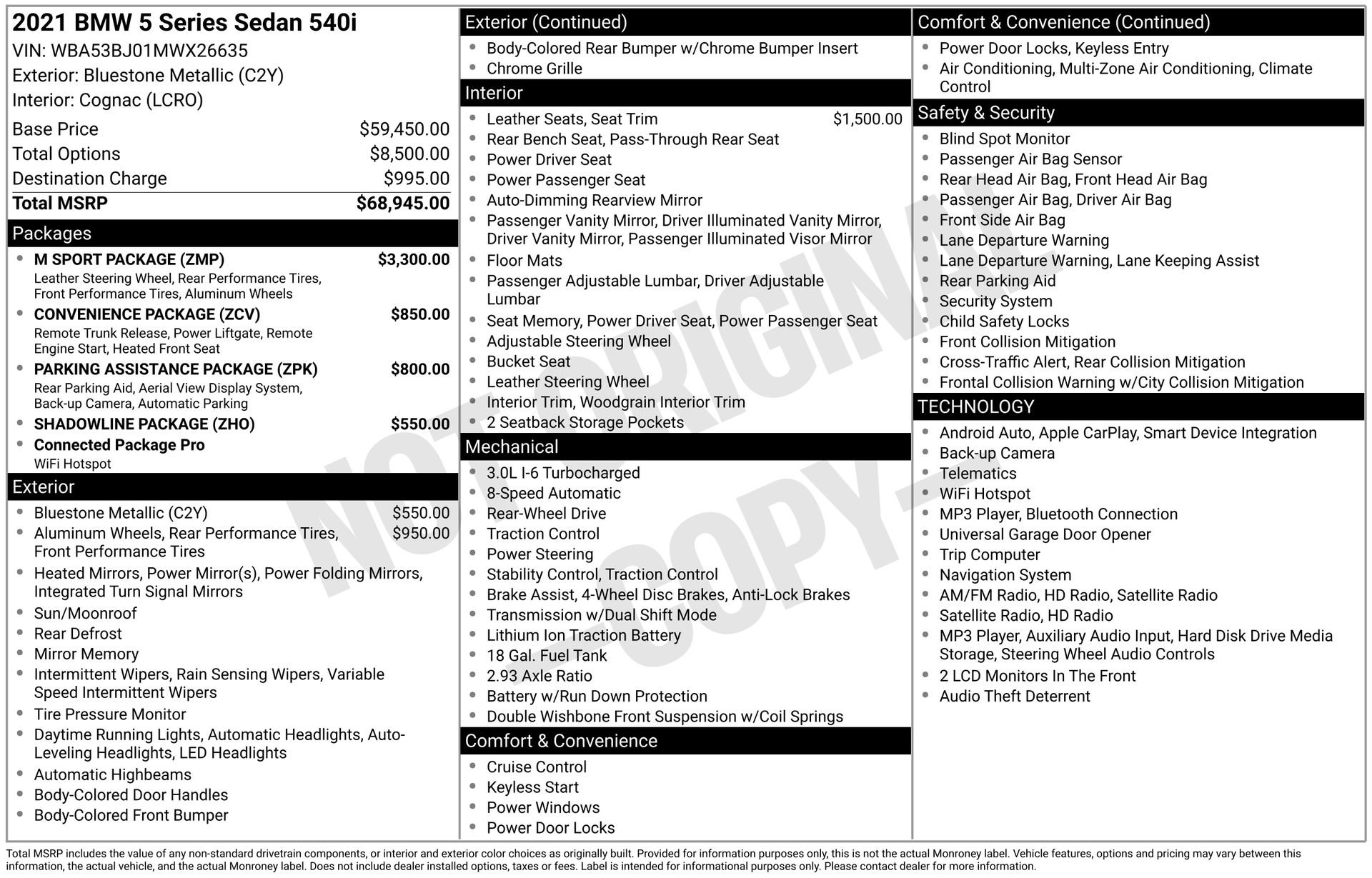 Used 2021 BMW 540i w/ M Sport Package RWD image 31
