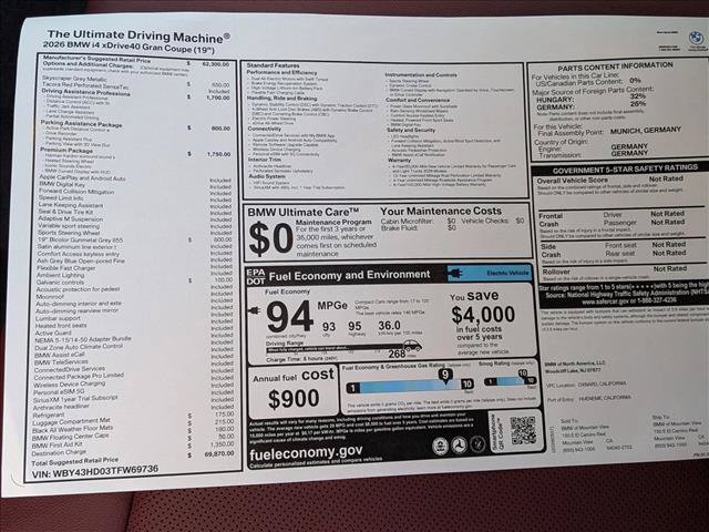 New 2026 BMW i4 xDrive40i w/ Premium Package AWD/4WD image 20