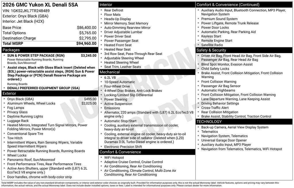 New 2026 GMC Yukon XL Denali w/ Sun & Power Step Package AWD/4WD image 45