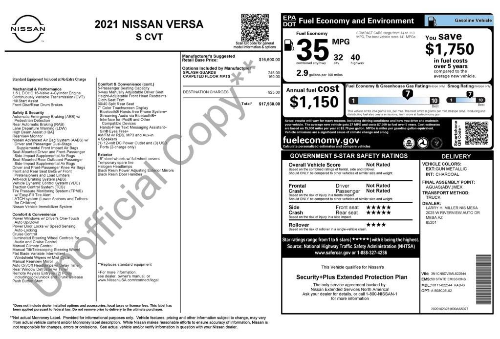 Used 2021 Nissan Versa S image 39