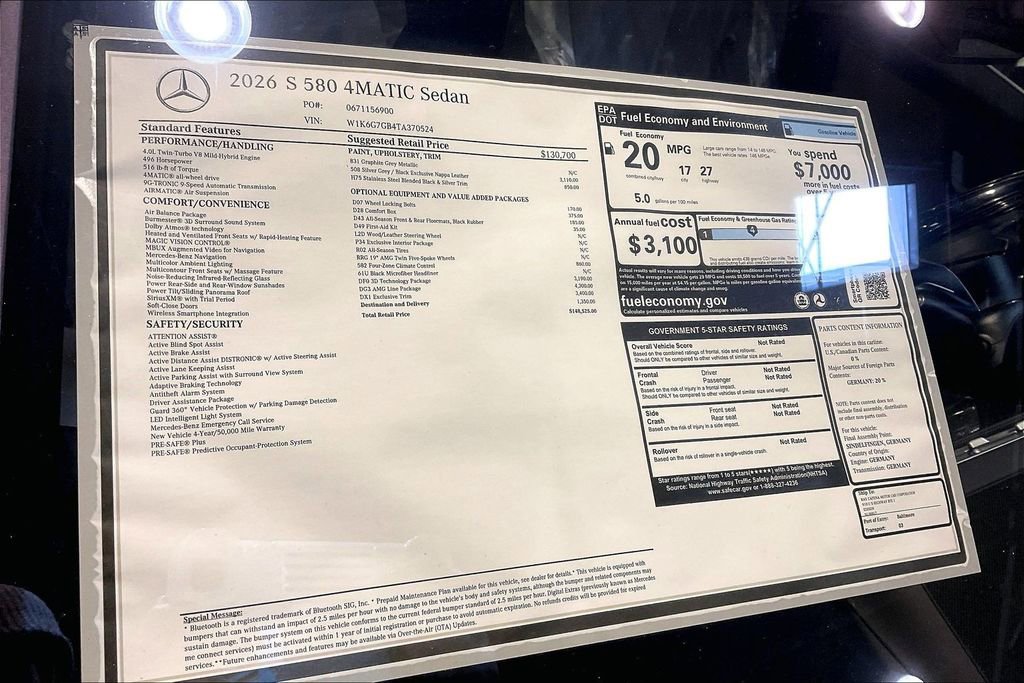 New 2026 Mercedes-Benz S 580 4MATIC Sedan image 12