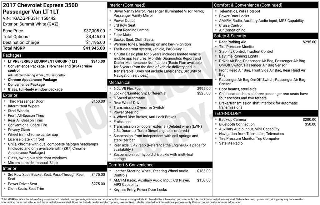 Used 2017 Chevrolet Express 3500 LT w/ LT Preferred Equipment Group image 8