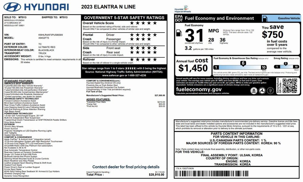 Certified 2023 Hyundai Elantra N Line image 41