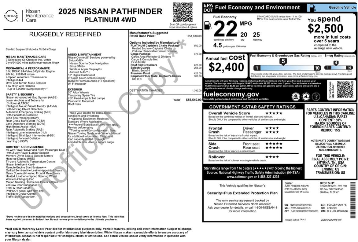 Used 2025 Nissan Pathfinder Platinum AWD/4WD image 58