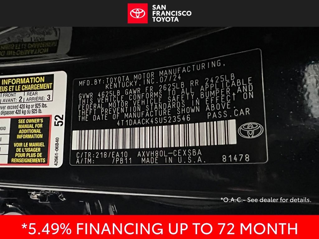 Certified 2025 Toyota Camry SE FWD image 39