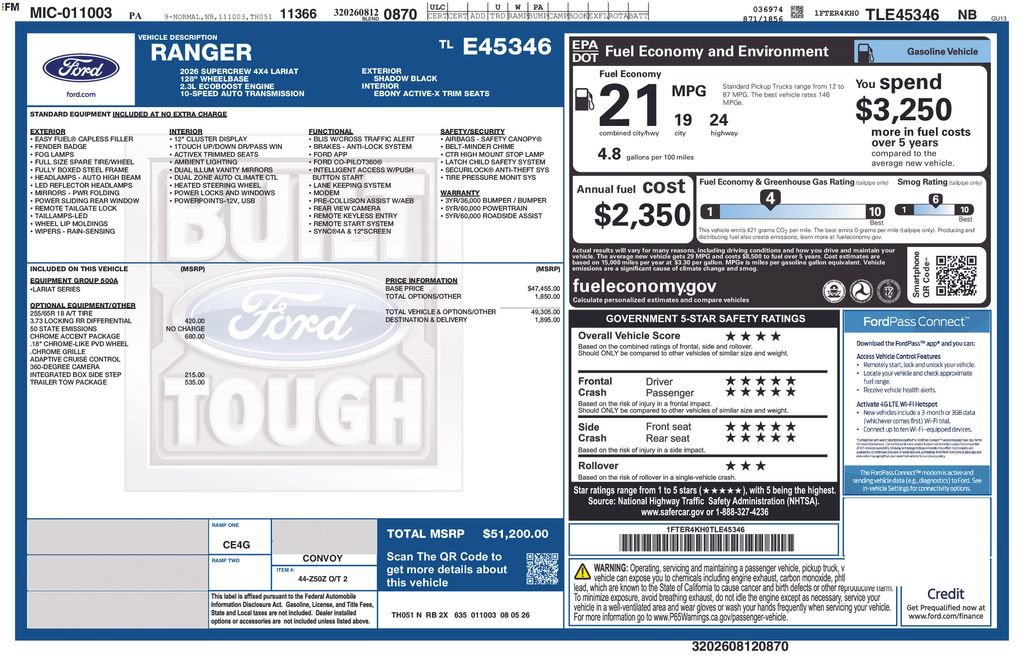 New 2026 Ford Ranger Lariat w/ Chrome Accent Package AWD/4WD image 6