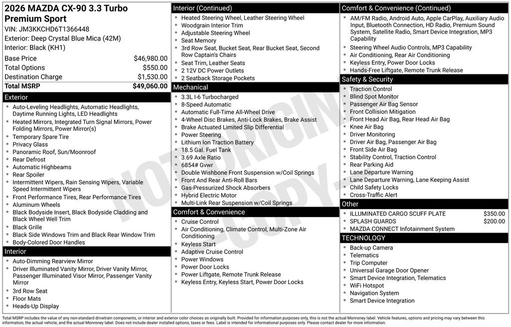 New 2026 MAZDA CX-90 3.3 Turbo w/ Premium Sport Pkg image 6