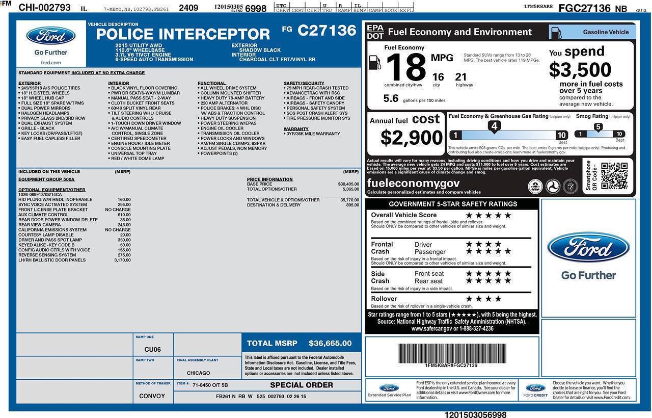 Used 2015 Ford Explorer 4WD Police Interceptor image 2