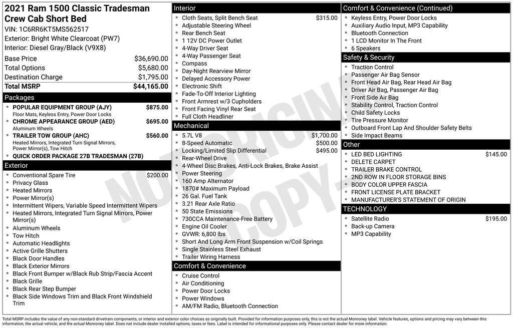 Used 2021 RAM 1500 Tradesman w/ Popular Equipment Group RWD image 44