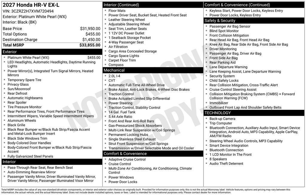 New 2027 Honda HR-V EX-L image 4