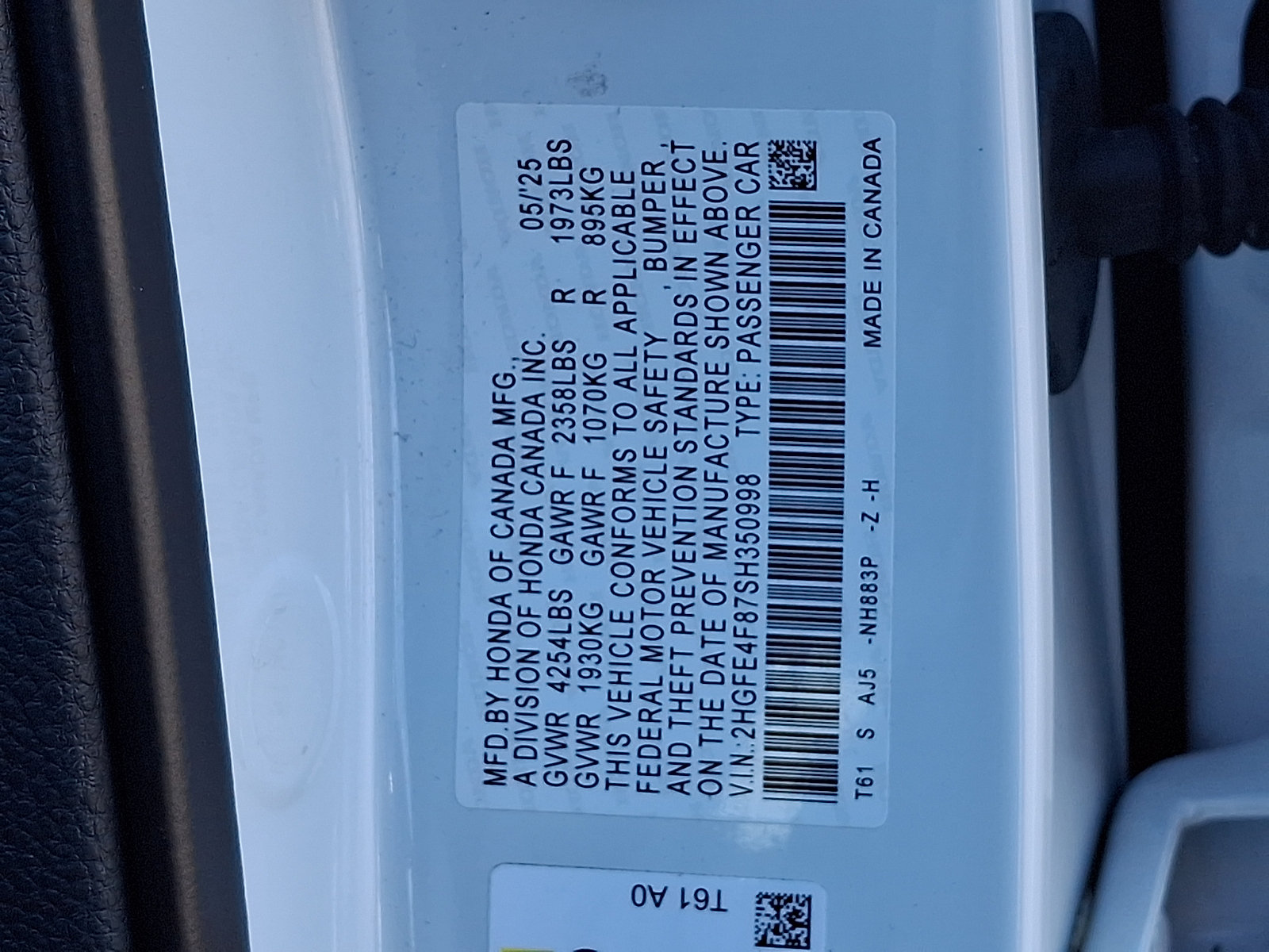 Certified 2025 Honda Civic FWD Hybrid Sedan image 20