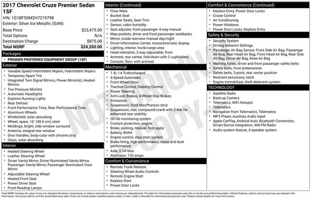 Used 2017 Chevrolet Cruze Premier FWD image 7