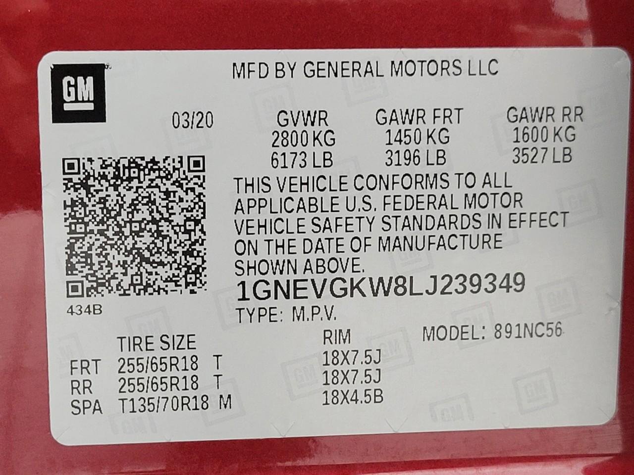 Used 2020 Chevrolet Traverse LT w/ LPO, Floor Liner Package AWD/4WD image 30