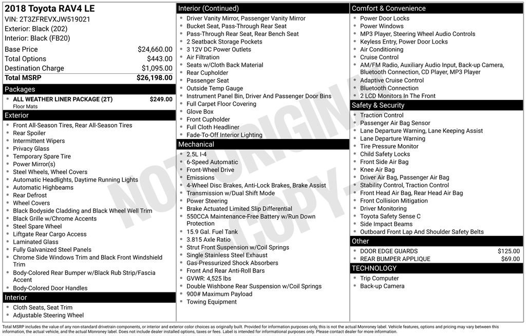 Used 2018 Toyota RAV4 LE w/ All Weather Liner Package image 3