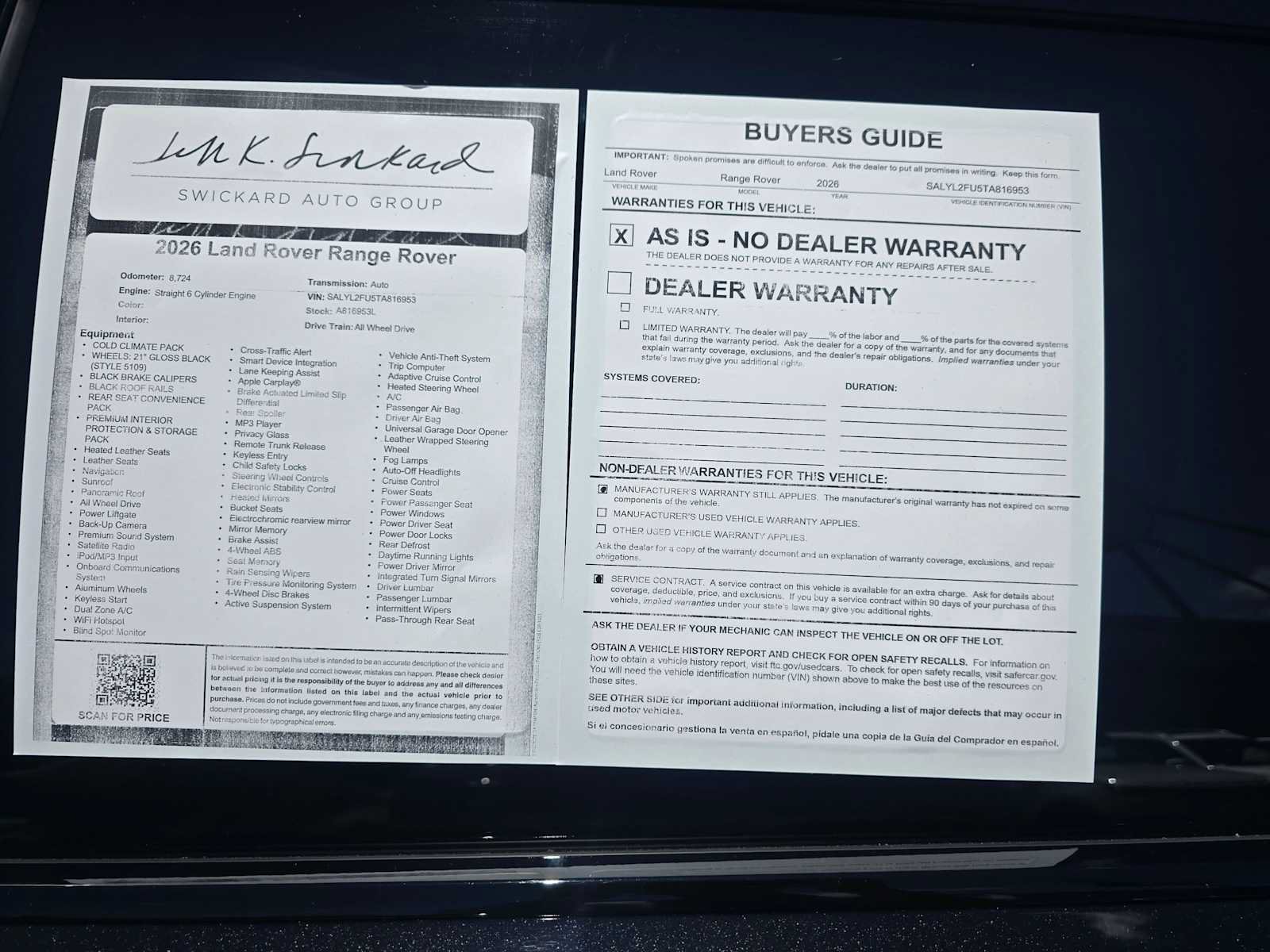 Used 2026 Land Rover Range Rover Velar Dynamic SE AWD/4WD image 16