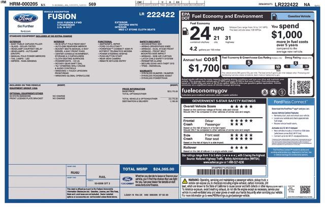 Used 2020 Ford Fusion S FWD image 3