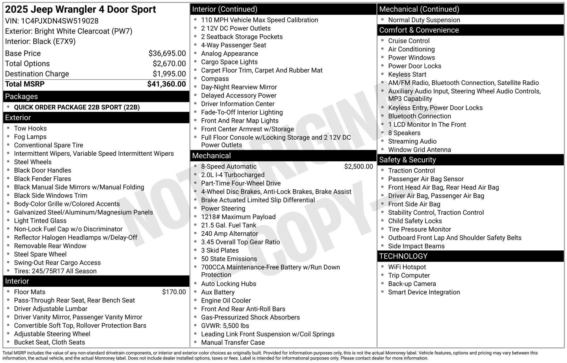 New 2025 Jeep Wrangler Sport image 25
