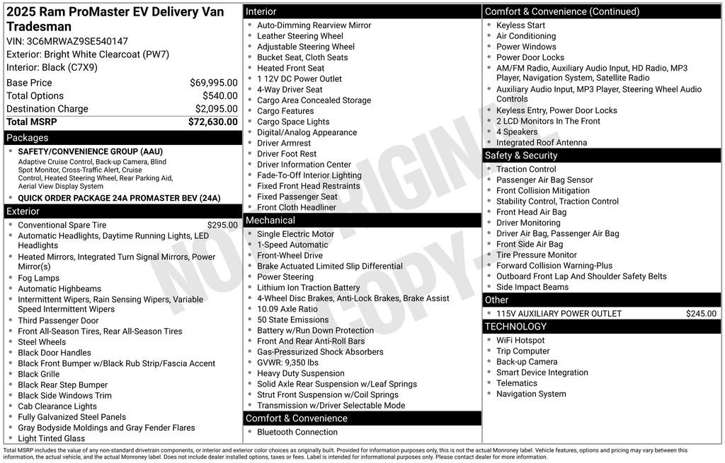 New 2025 RAM ProMaster 3500 FWD image 7