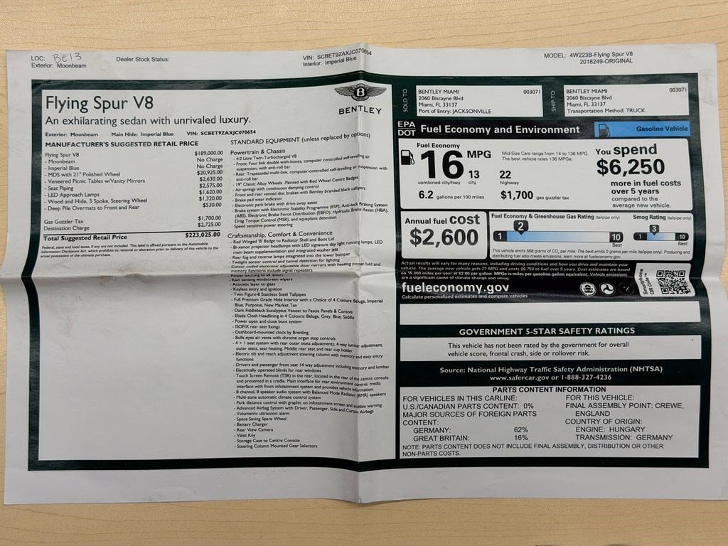 Certified 2018 Bentley Flying Spur V8 AWD/4WD image 44
