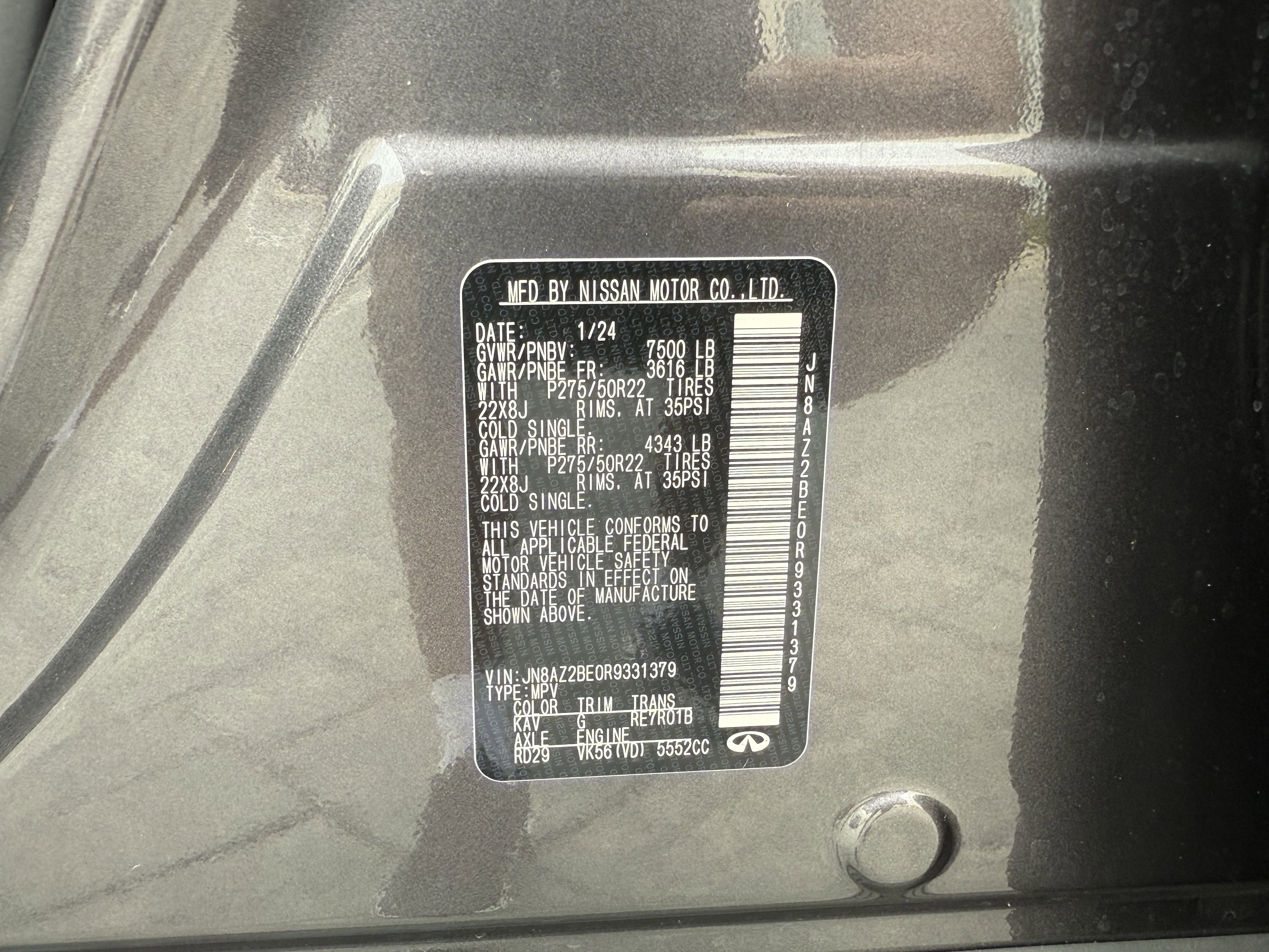 Certified 2024 INFINITI QX80 Sensory image 27