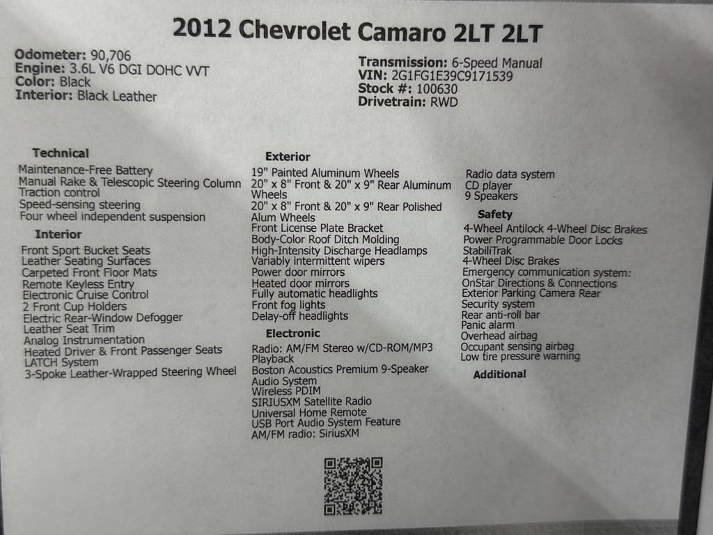 Used 2012 Chevrolet Camaro LT w/ RS Package RWD image 45