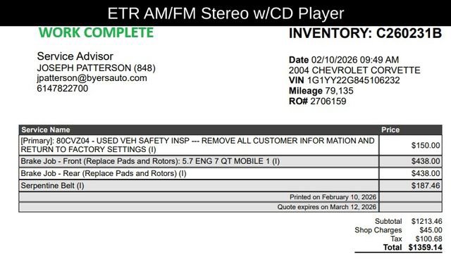 Used 2004 Chevrolet Corvette Base w/ Preferred Equipment Group image 8
