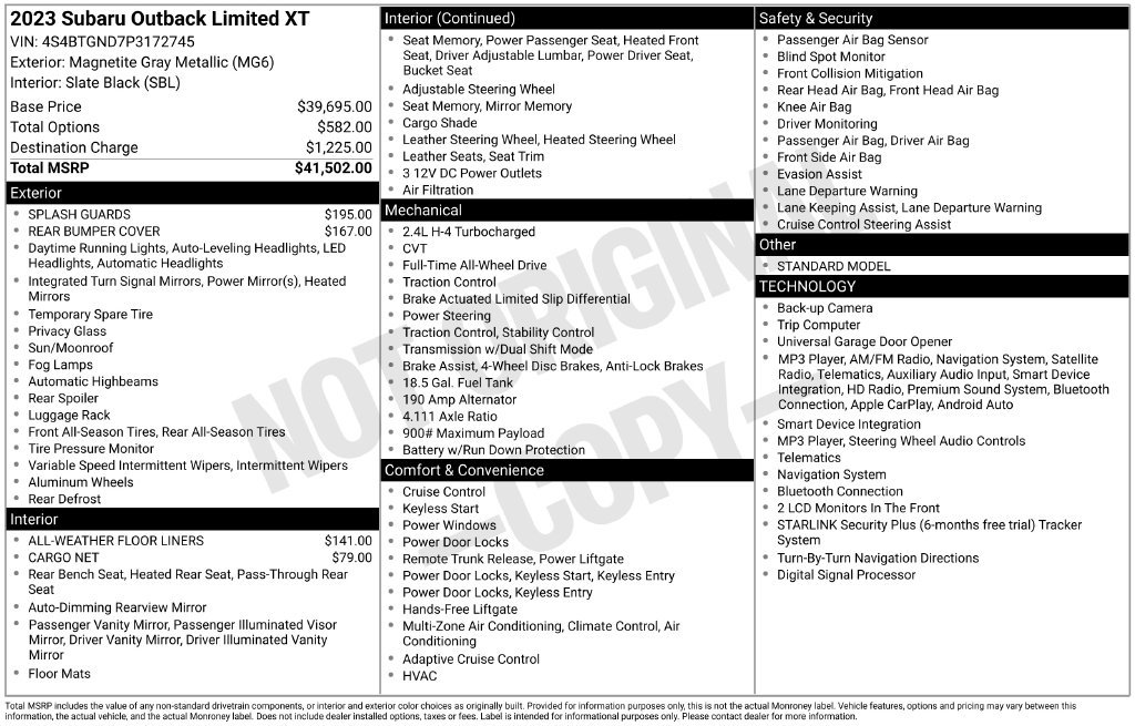 Certified 2023 Subaru Outback Limited XT AWD/4WD image 8