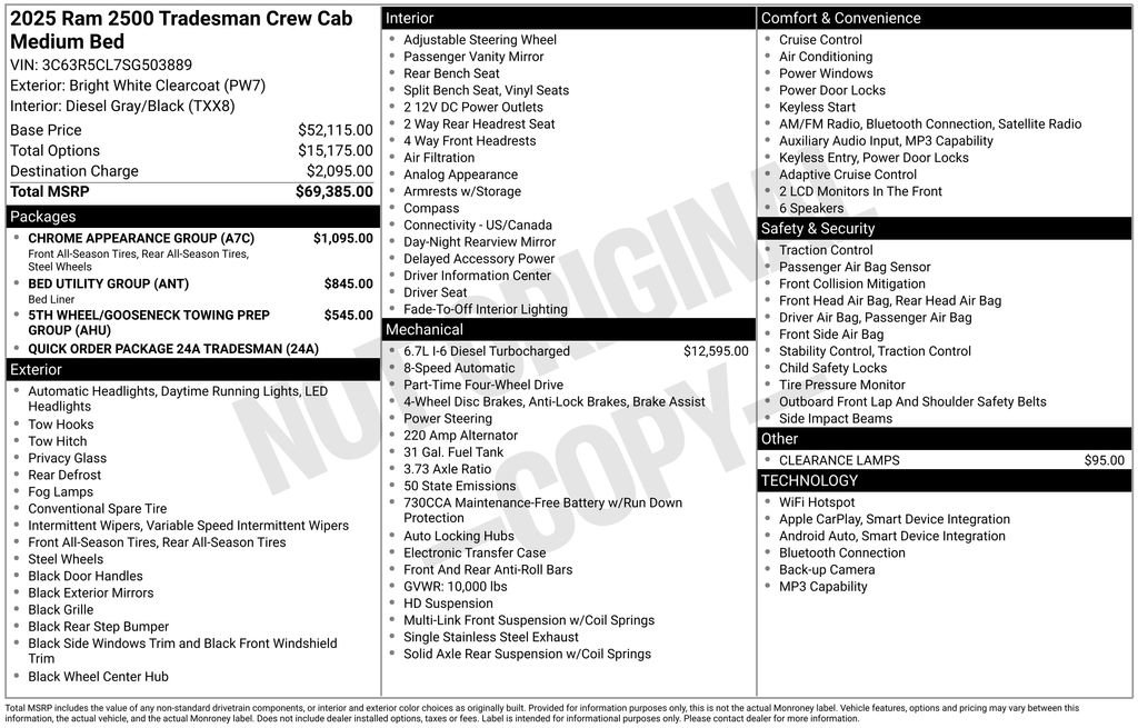 New 2025 RAM 2500 Tradesman w/ Chrome Appearance Group AWD/4WD image 6