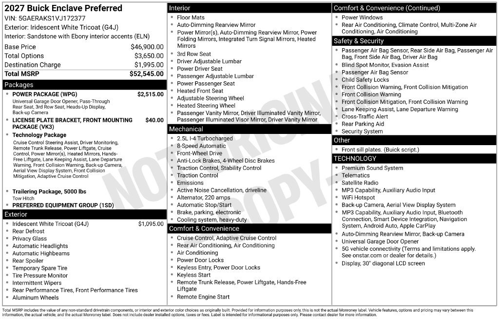 New 2027 Buick Enclave Preferred w/ Power Package FWD image 10
