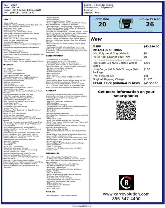 Used 2022 MAZDA CX-9 Carbon Edition image 9