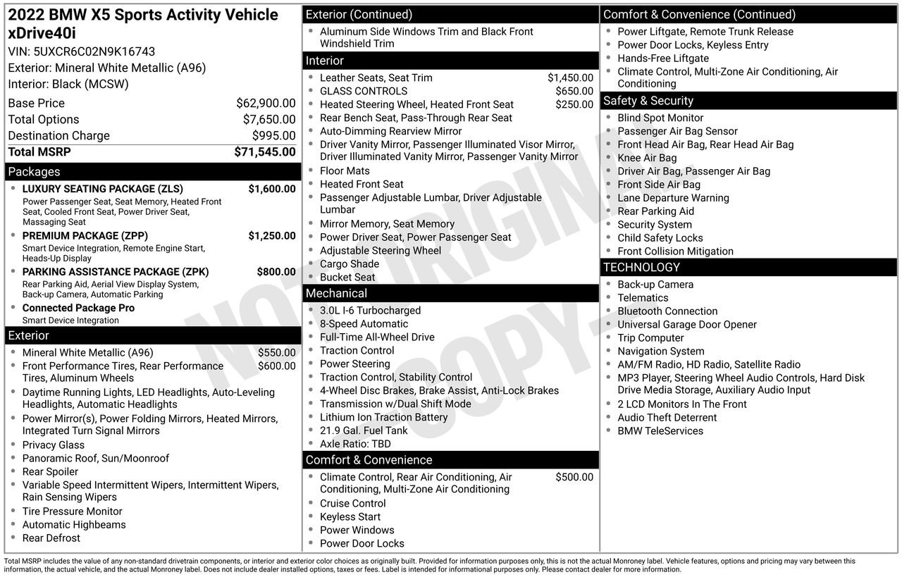 Used 2022 BMW X5 xDrive40i w/ Luxury Seating Package AWD/4WD image 32